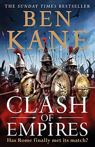 Book cover: Roman soldiers in battle, title “Clash of Empires”.
