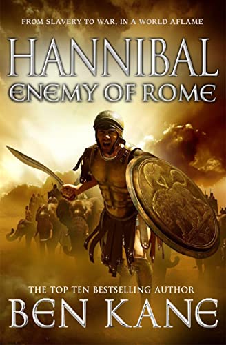 Book cover featuring a Roman soldier with a sword and shield, with elephants behind.