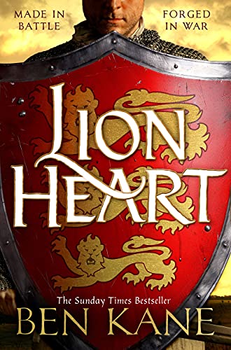 Book cover: red shield with a golden lion and the title "Lionheart".