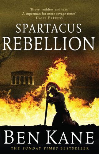 Book cover: "Spartacus Rebellion" with a gladiator and burning city.
