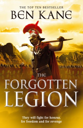 Book cover: Roman soldier with spear, mountainous landscape, golden hues.