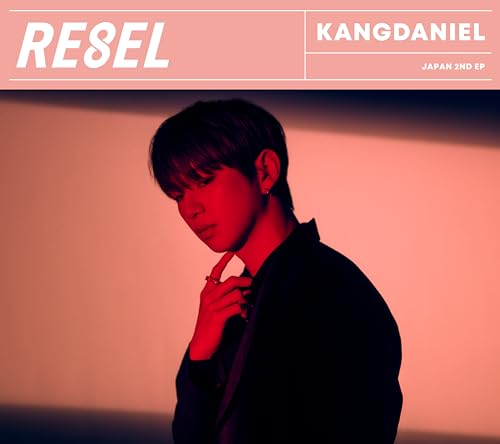 Kang Daniel portrait with red lighting, album cover for "RESEL".