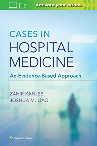 Book cover: “Cases in Hospital Medicine” with blue and white text.