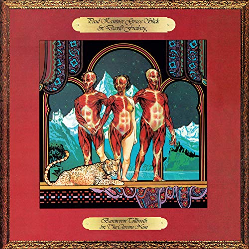 Album cover art featuring three anatomical figures and a leopard against a mountain landscape.