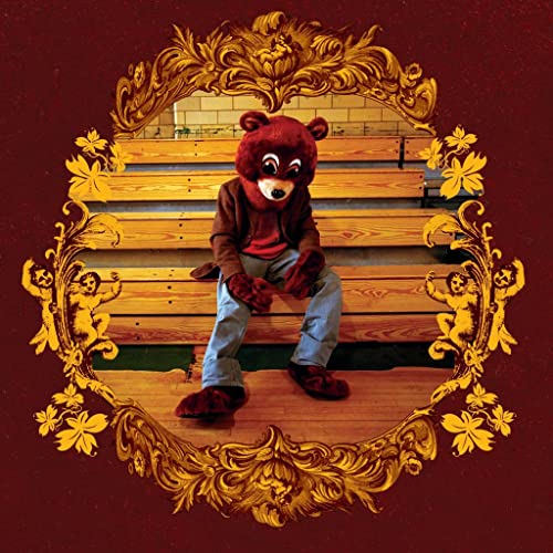 Album cover for Kanye West’s “The College Dropout” featuring a bear mascot.