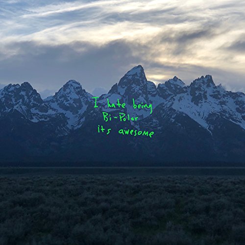 Album cover for Kanye West’s “ye” featuring mountains and green text.