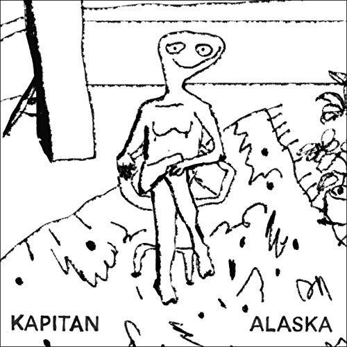 Black and white sketch of a slender figure with “Kapitan Alaska” text.