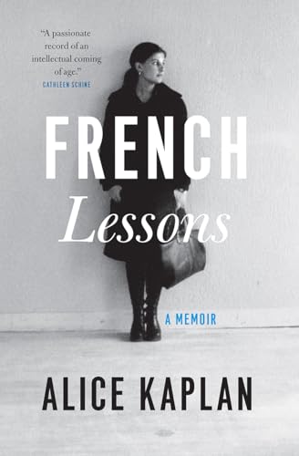 Book cover: "French Lessons" memoir with a woman holding a bag.