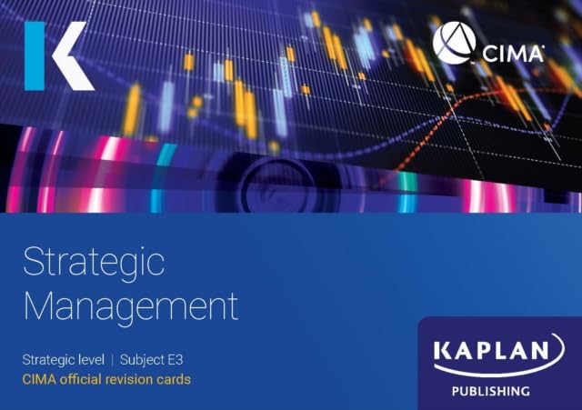Revision cards for Strategic Management, with financial graph background.