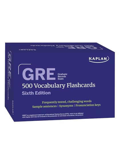 A blue box of Kaplan GRE 500 Vocabulary Flashcards, Sixth Edition.