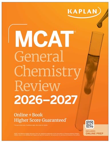 MCAT General Chemistry review book cover with a test tube image.