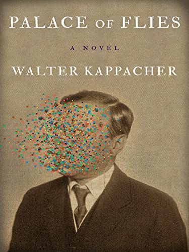 Book cover: "Palace of Flies" with a man’s head dissolving into colorful dots.