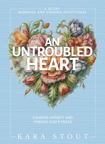 Book cover with floral heart design and title “An Untroubled Heart.”