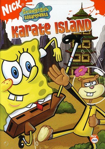 SpongeBob SquarePants Karate Island DVD cover with SpongeBob, Sandy, and a pagoda.