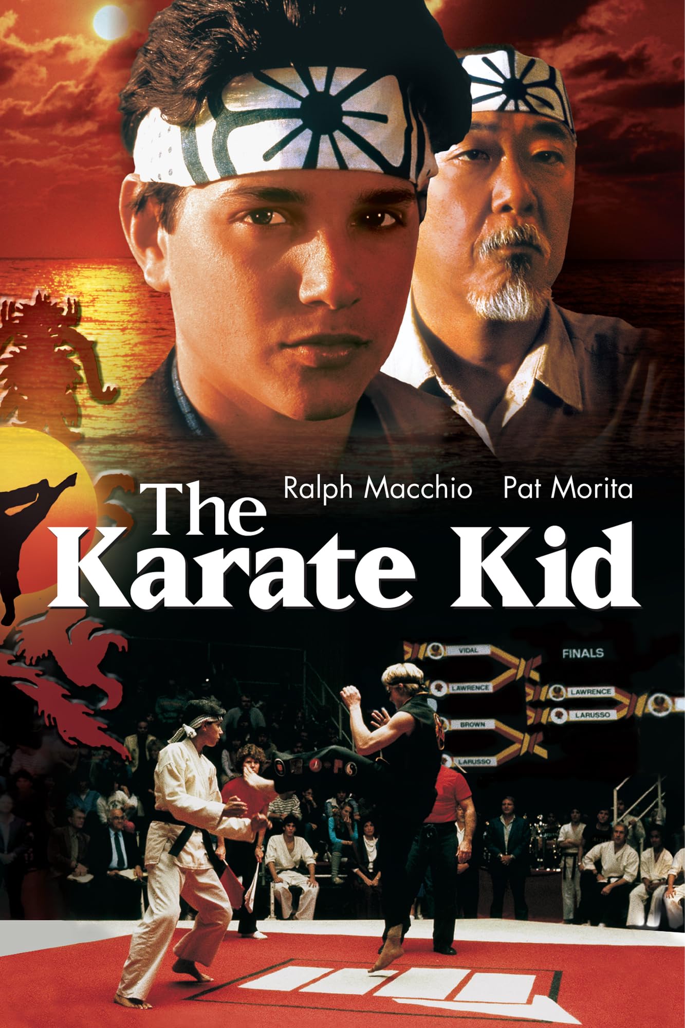 The Karate Kid" DVD cover featuring Ralph Macchio and Pat Morita.