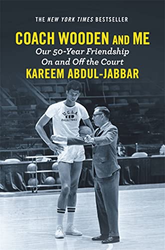 Book cover featuring Kareem Abdul-Jabbar and John Wooden in a basketball setting.