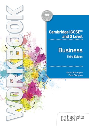 Cambridge IGCSE Business Workbook, third edition, with colorful abstract design.