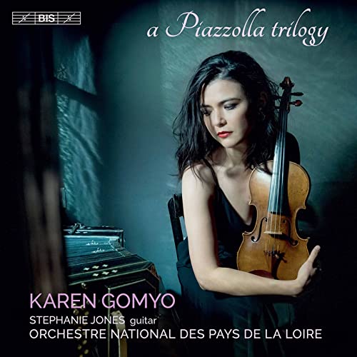 CD cover featuring Karen Gomyo holding a violin, with a piano in the background.