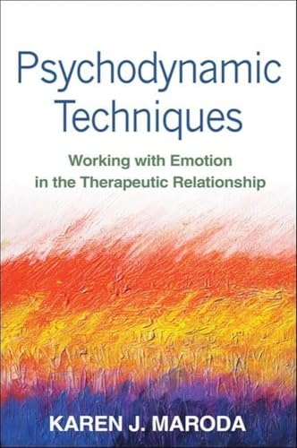 Book cover: "Psychodynamic Techniques" with abstract red and yellow paint strokes.