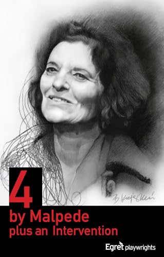Black and white portrait of a woman with book title “4 by Malpede.”