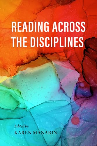 Book cover: "Reading Across the Disciplines" with abstract colorful paint design.