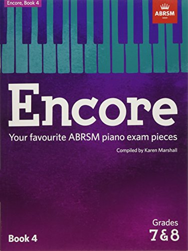 Encore: Book 4" piano exam pieces cover, purple and teal design.