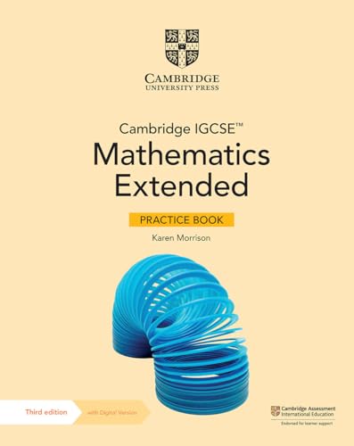 Cambridge IGCSE Mathematics Extended Practice Book cover with a blue coiled spring illustration.