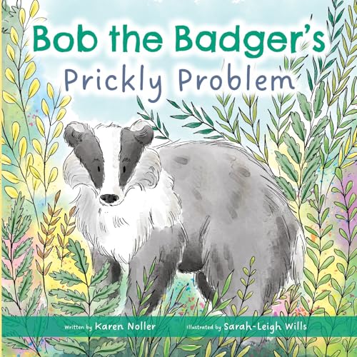 Book cover featuring a watercolor illustration of a gray and white badger.