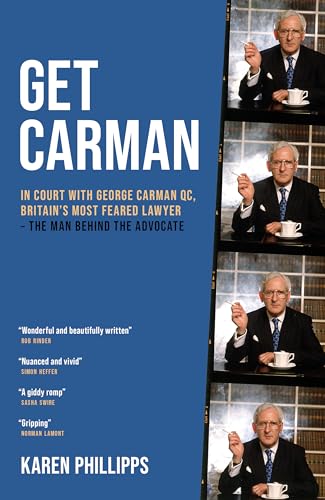 Book cover featuring lawyer George Carman in repeated portrait images.