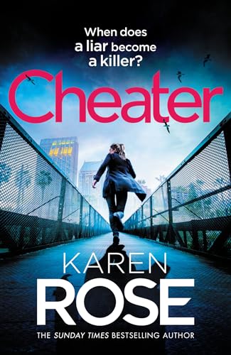 Book cover for “Cheater” depicts a woman running on a bridge.
