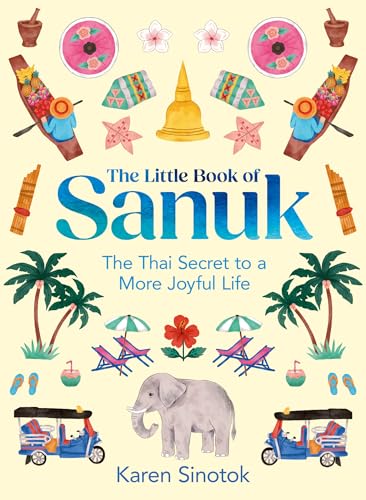 Book cover with colorful Thai imagery: elephants, temples, and beach scenes.