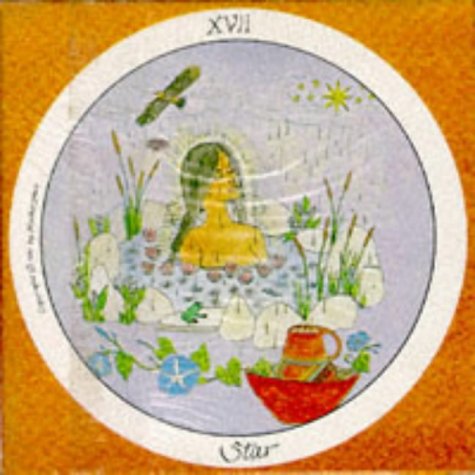 Round tarot card depicting a woman’s head surrounded by nature imagery.