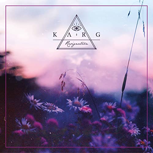 Album cover for Karg’s “Resignation” with floral foreground and eye symbol.