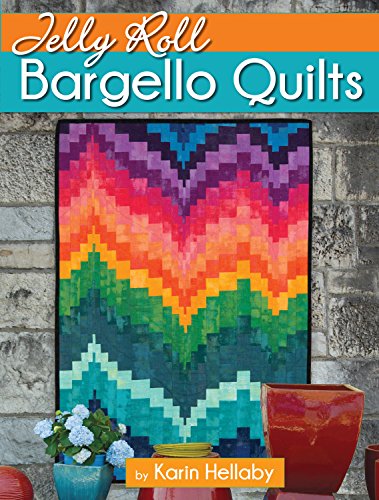 Book cover featuring a colorful, striped Bargello quilt design.