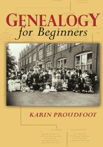 Book cover: "Genealogy for Beginners" with a vintage photograph of people.