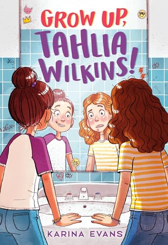 Book cover: two girls looking at their reflections in a bathroom mirror.