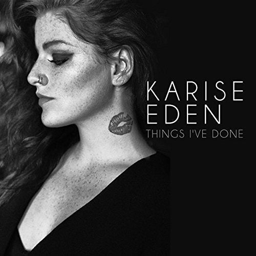 Black and white album cover featuring Karise Eden in profile, with text.