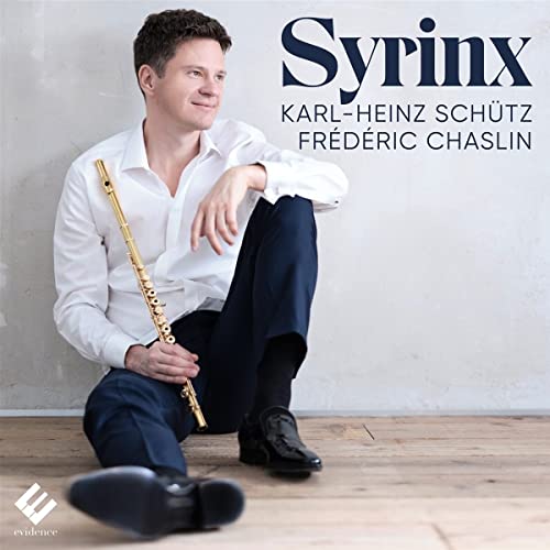 Man with flute, album cover for “Syrinx” by Schütz and Chaslin.