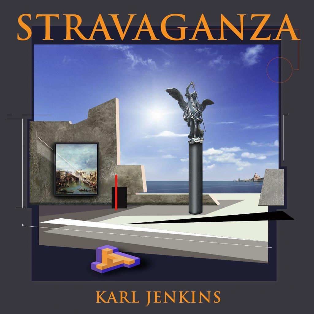 CD cover for Karl Jenkins’ “Stravaganza” featuring a statue and seascape.