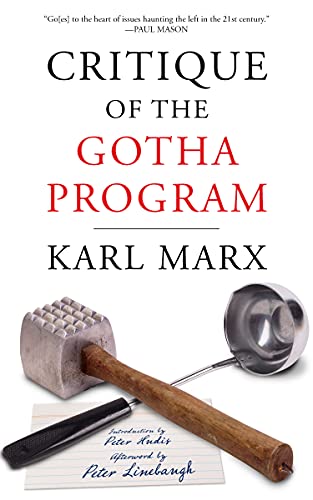 Book cover: "Critique of the Gotha Program" by Karl Marx, with tools.