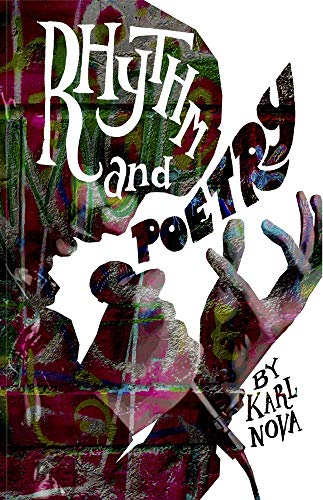 Book cover with colorful abstract art, faces, and a microphone.