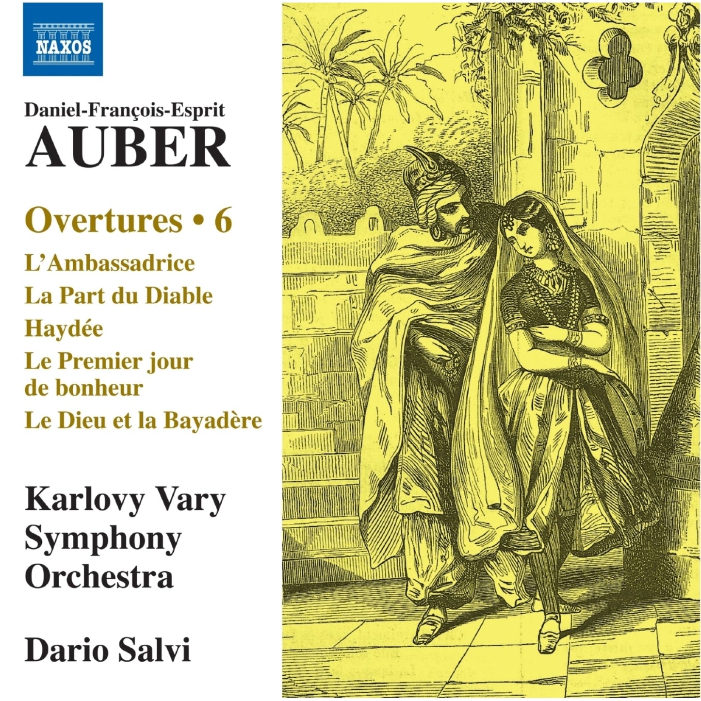 CD cover for Auber’s Overtures Vol. 6, featuring a vintage illustration.