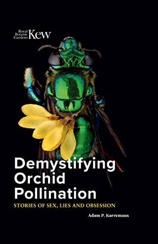 Book cover featuring a green bee clinging to a yellow orchid.
