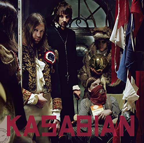Kasabian album cover featuring band members in eccentric, historical clothing.