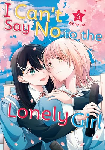 Manga cover with two young women embracing amidst falling cherry blossoms.