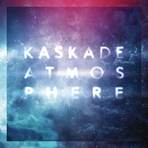 Album cover with glowing text Kaskade Atmosphere over a blue and purple nebula background.