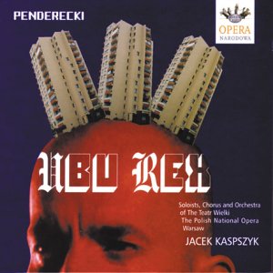 CD cover for "Ubu Rex" opera, featuring stylized buildings and a face.