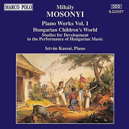 CD cover: painting of children dancing with pigs and a village scene.