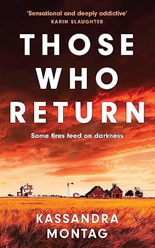 Book cover: “Those Who Return” with a fiery sunset and farm buildings.