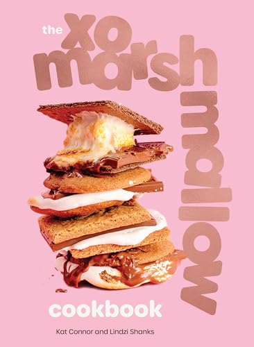 Cookbook cover with stacked s'mores and bold pink and brown text.